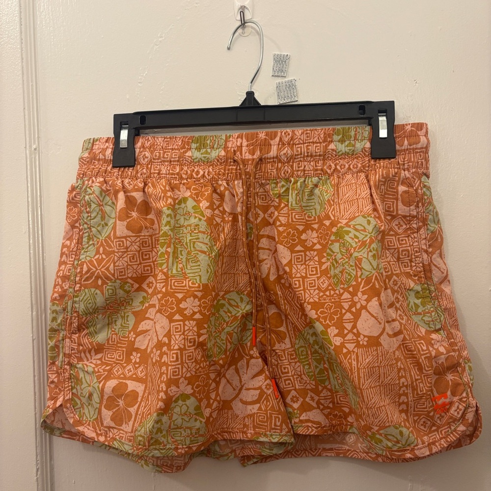 Billabong Women’s Orange Floral Print Athletic Shorts